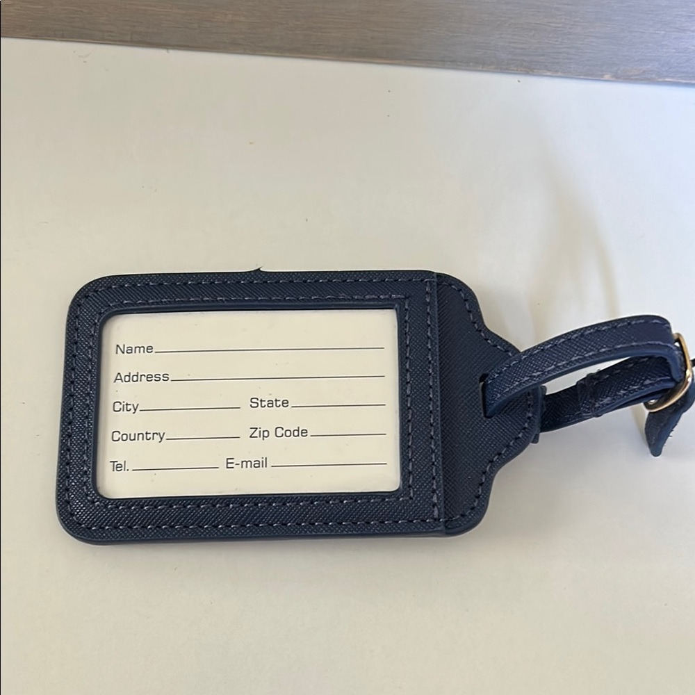French Connection Striped Navy and White Luggage Tag - Picture 2 of 3